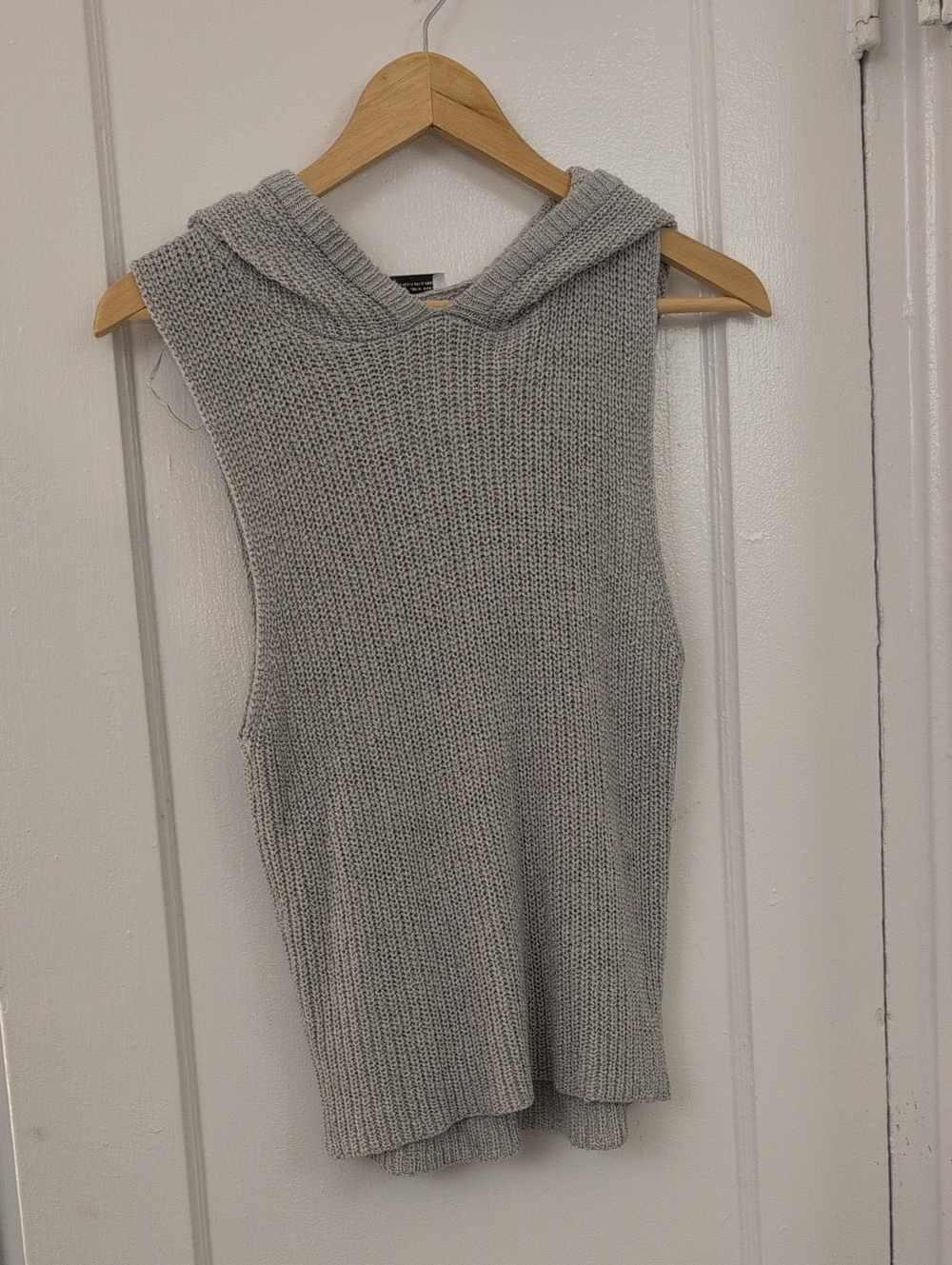 Zara Light Gray Sleeveless Knit Hoodie Tank